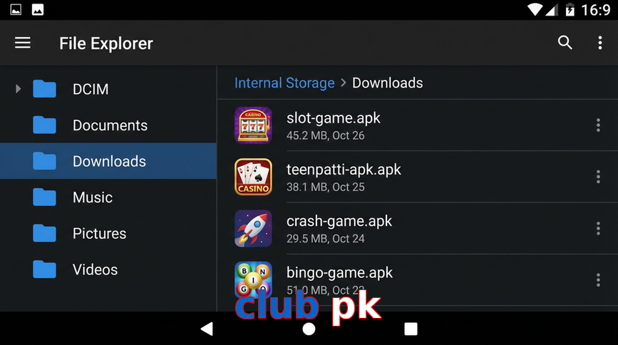 Main screen of Club Pk gameapk page for PK players